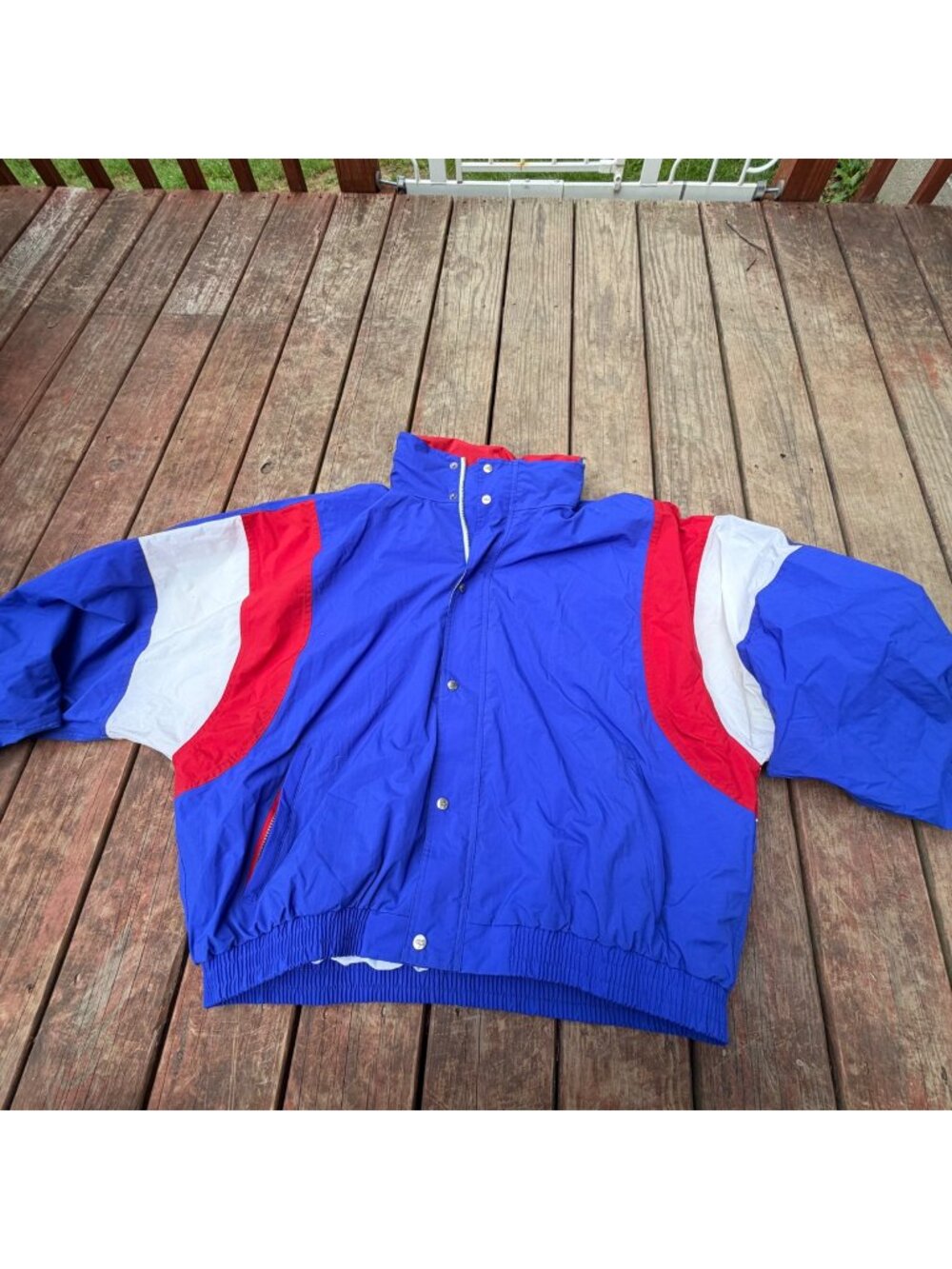 Vintage Champion Colorblock Windbreaker Jacket XXL Blue Red White Nylon